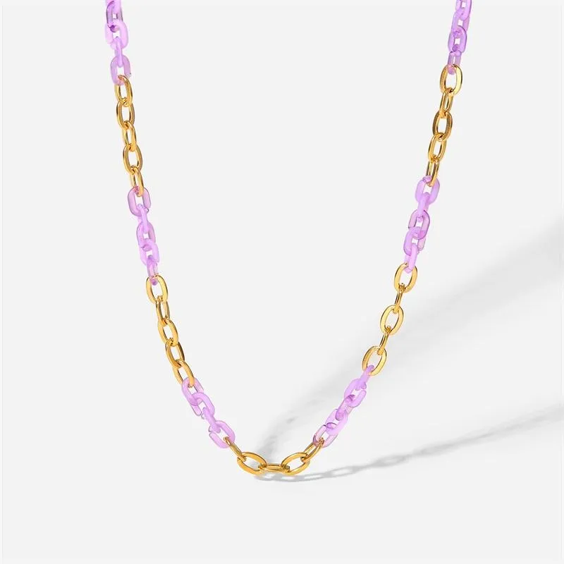 Kedjor rostfritt stål halsband lila kors för kvinnor minimalistisk choker party smycken gåvor grossalenchains