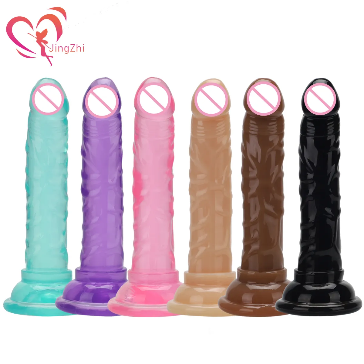 Jingzhi Mini Jelly Dildo för kvinnor Big Dick Strapon Sexiga leksaker mjuk realistisk för anal penis med sugkopp vuxen