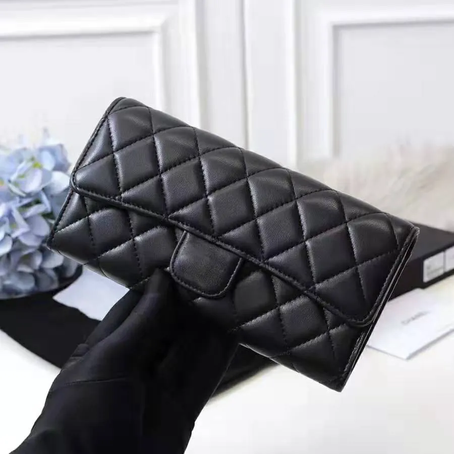 Luxury women Wallet designer famous brand and lambskin leather bag Wallet Fashion caviar Long high quality Hand style free ship Christmas gift