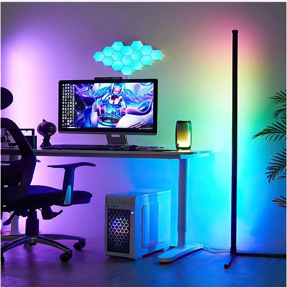 Zemin lambaları RGB Yatak Odası Led Atmosfer Gece Lambası Işık Yaşayan Rom Dekoru İç Mekan Duran Lambalar Ev Dekorasyonu
