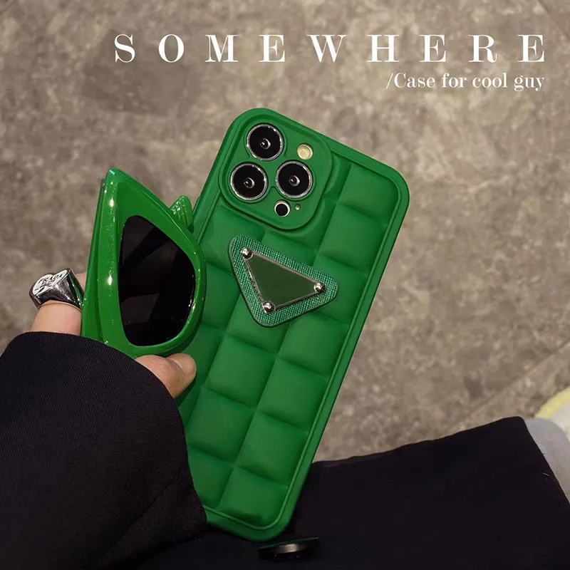 Designer de capa de telefone de cubo roxo verde para ipone 13 pro máximo 12 11 xs max xr PhoneCases Men Mulheres celulares protegem Shell de alta qualidade