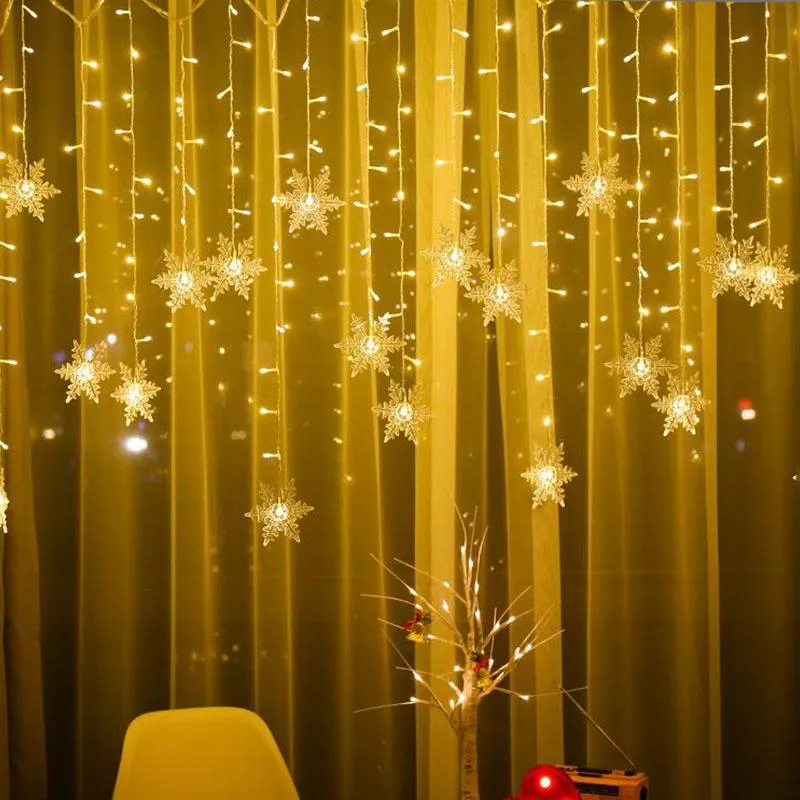 Strings Weihnachten Indoor Outdoor Snowflake LED LED Sade Light Holiday Party Vorhang Girland für Jahr Dekor