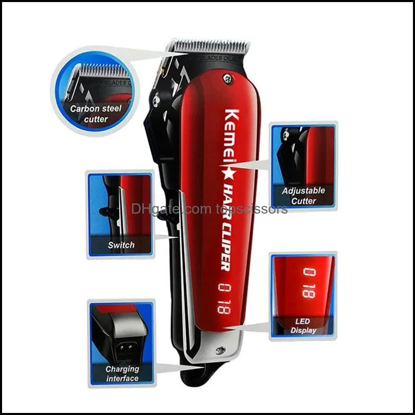 In stock!!Kemei Professional Hair Clipper Electric Cordless Hair Trimmer LED KM-2611 Hair Clipper Carbon Steel Blade Hairdressing