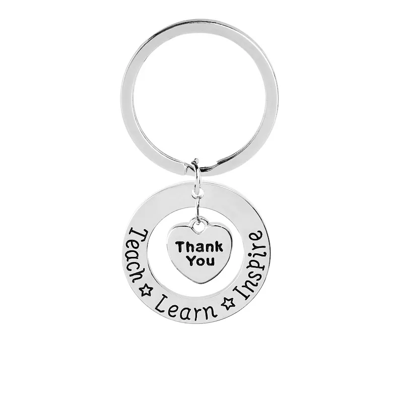Teac HLearn Insipre Thank You Metal Letter Key Chain Rings for Men Women Car Keys Ring Pendant Friend Gift Wholesale