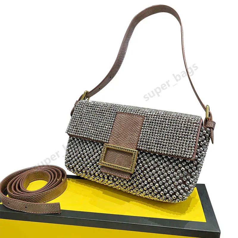 designer Baguette draagtas Vrouwen handtassen portemonnees Schouder crossbody echt leer strass dame tassen met doos maat 21cm