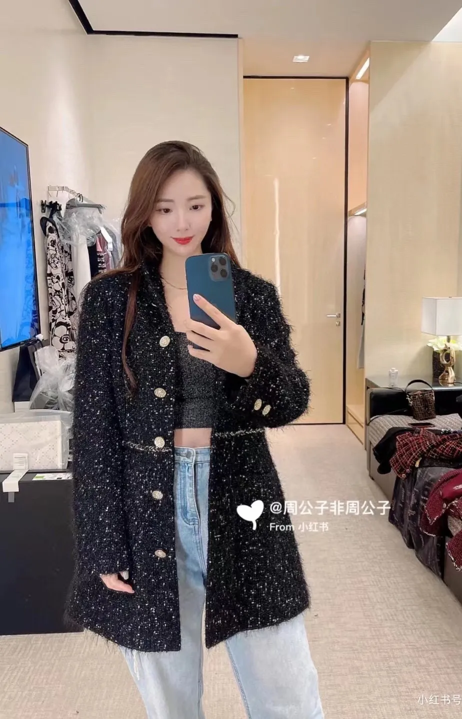 DHgate Tweed Longline Jacket High Quality Wool Blend Coat for Women Perfect for Fall and Winter Apparel