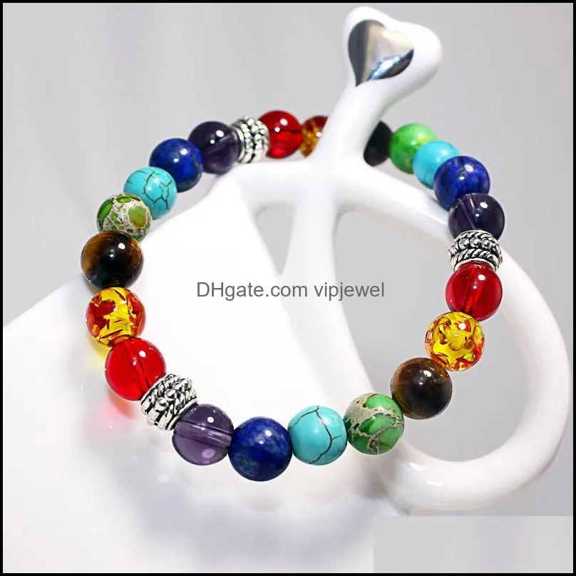 5 style beaded bracelet tiger eyes brown blue stone 7 chakra healing balance beads bracelet yoga life energy jewelry for men women