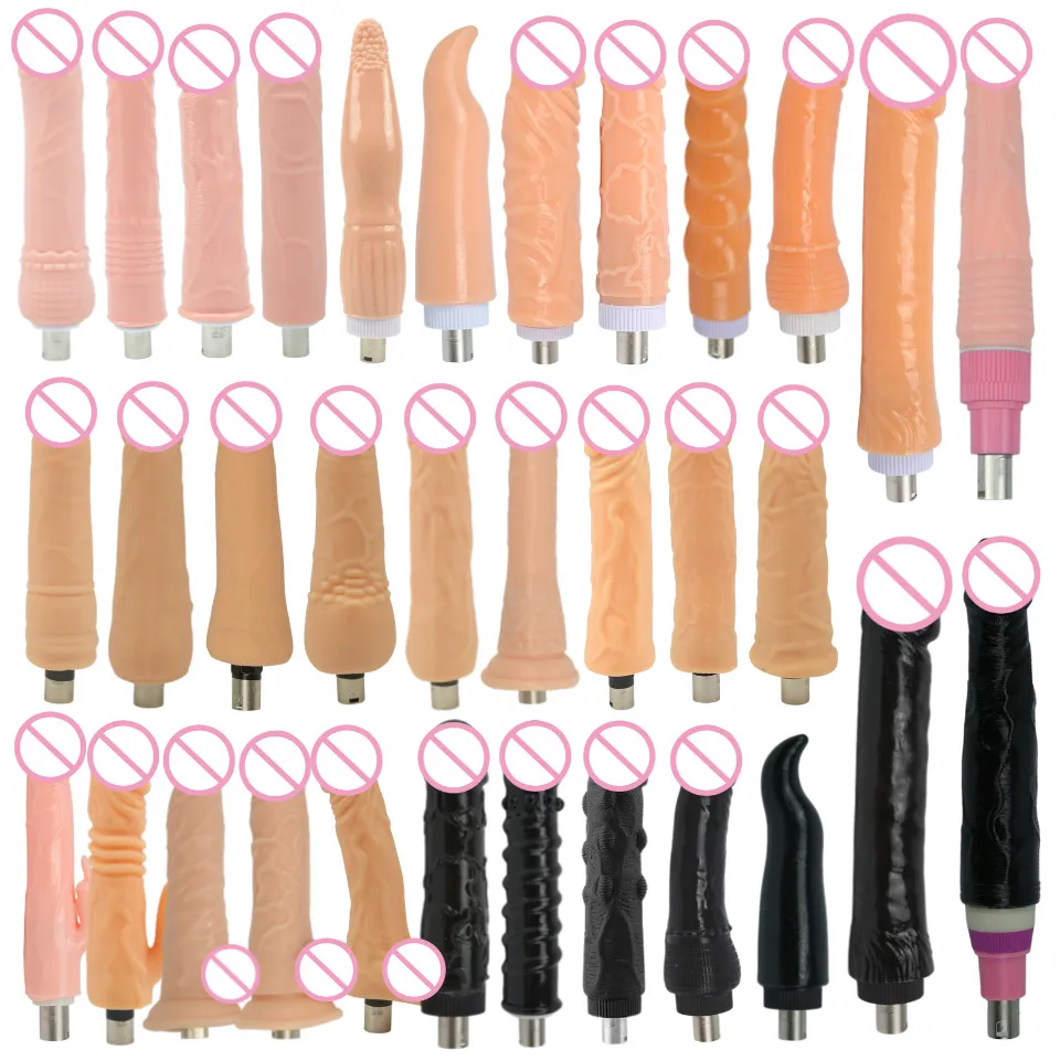 28 tipi di attacchi per macchine sexy Attacco per dildo per 3XLR con pene pieghevole a 3 punte per dildo grande nero / color carne