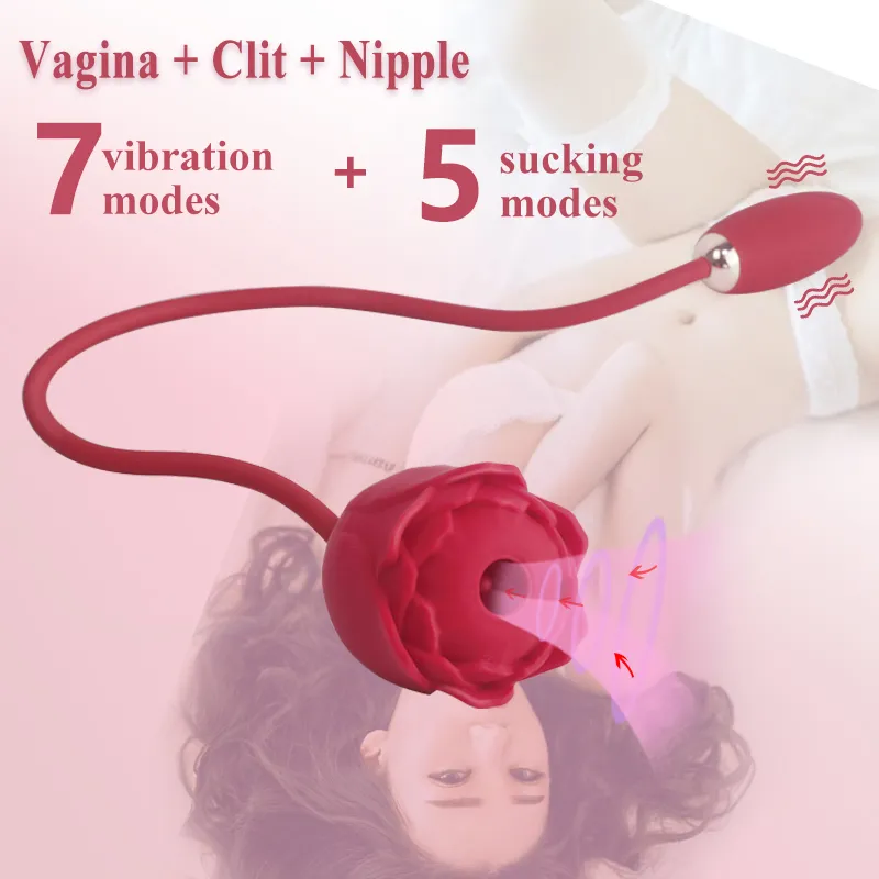 女性のためのバラ膣吸引バイブレータークリトリス刺激剤乳首