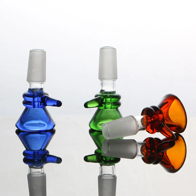 Smoking Hookah Glass Bowls Slide 14mm 18mm Male or Female Joint Thick Round Bowl With Rod Handle For Bong Water Pipe Accessories