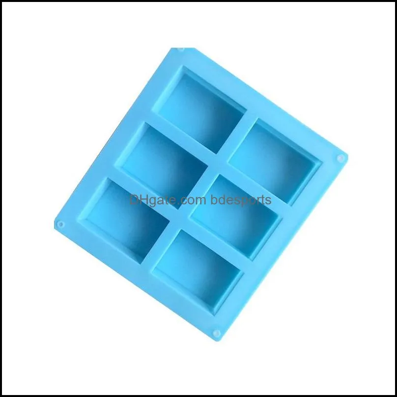 silicone soap molds 6 Cavity Hole Rectangle DIY Baking Mold Tray Handmade Cake Biscuit Candy Chocolate Moulds Non-stick baking Tools