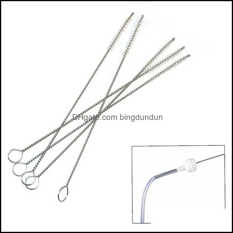 Stainless Steel Nylon Straw Cleaning Reusable Brush Drinking Pipe Tube Cleaner Baby Bottle Clean Tools 305 S2