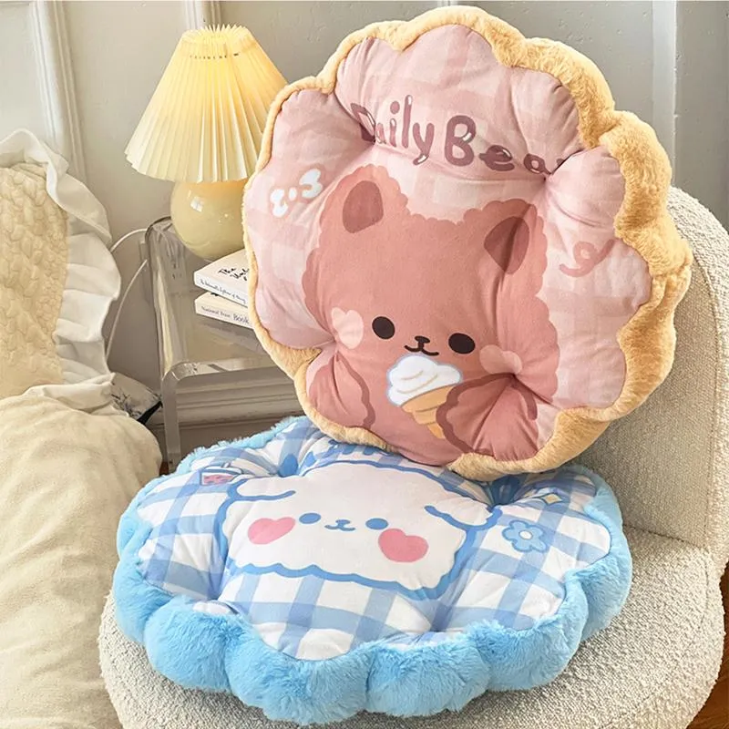 Coussin/oreiller décoratif Kawaii ours fleur oreillers doux en peluche coussin bureau chambre maison chaise décoratif canapé coussins anniversaire