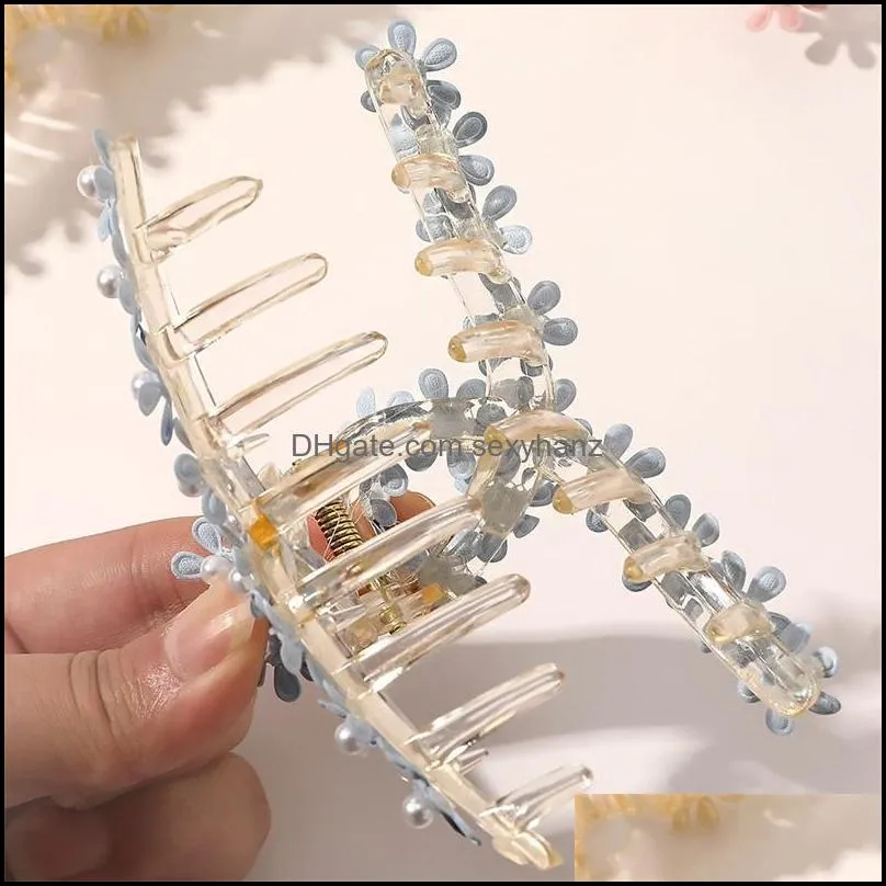 fashion accessories hairpin clips little daisy flower pearl hair claw jaw hairs clamps holder plastic headdress girl back of the head