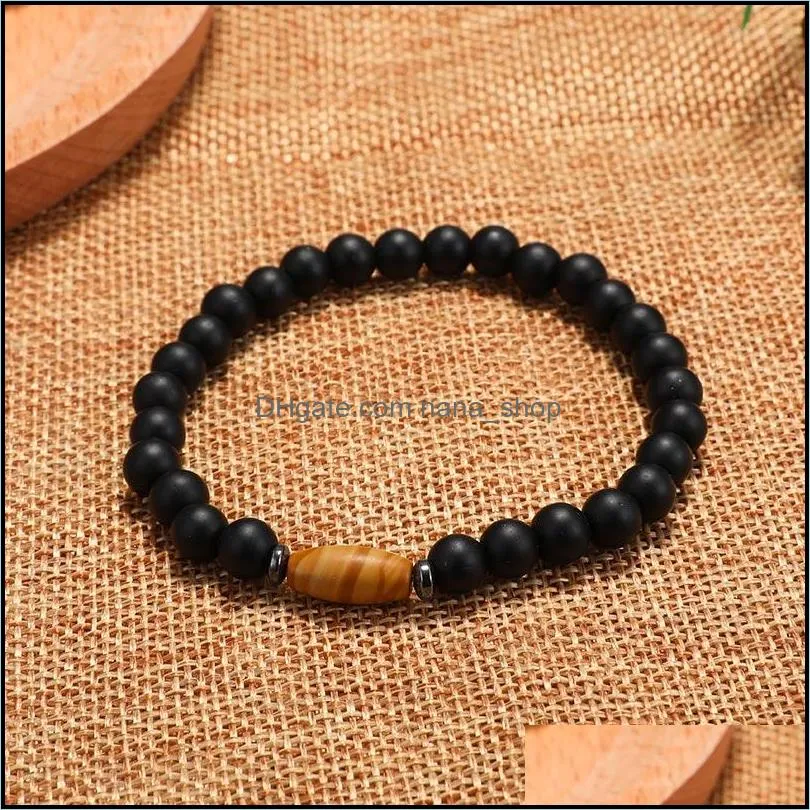 2019 New Fashion Trendy Men Bracelet 6mm Matte Smooth Simple Classic Bead Bracelets With Natural Stone For Women Men Party Jewelry