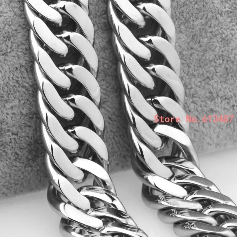 Chains High Quality Silver Color Stainless Steel Men's Chain Necklace Heavy Huge Jewelry Curb Cuban 7"-40" 18mm GiftChains Sid