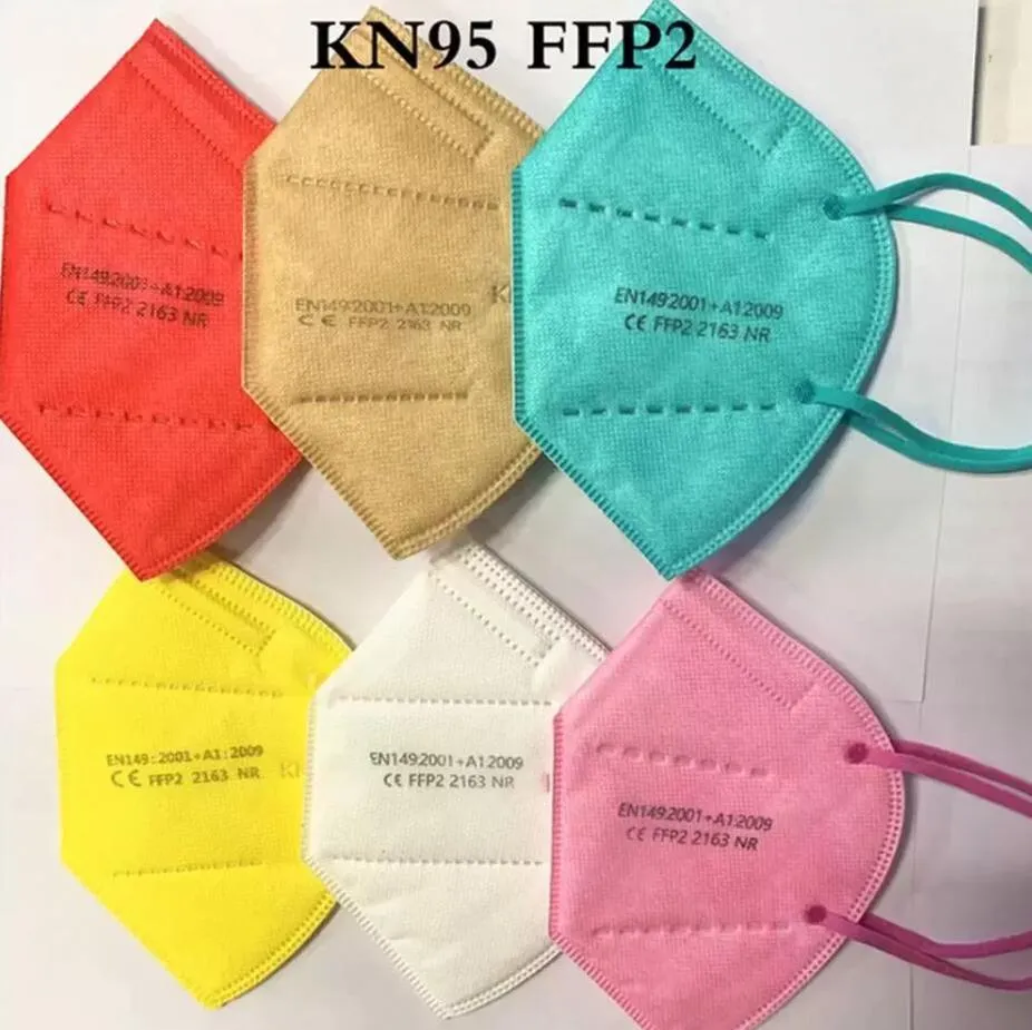 12 Kolory KN95 Maska Fabryka 95% Filtr Kolorowe jednorazowe Aktywowane Węgiel Oddychanie Respirator 5 Layer Designer Twarzy Maski indywidualne Pakiet Pro232