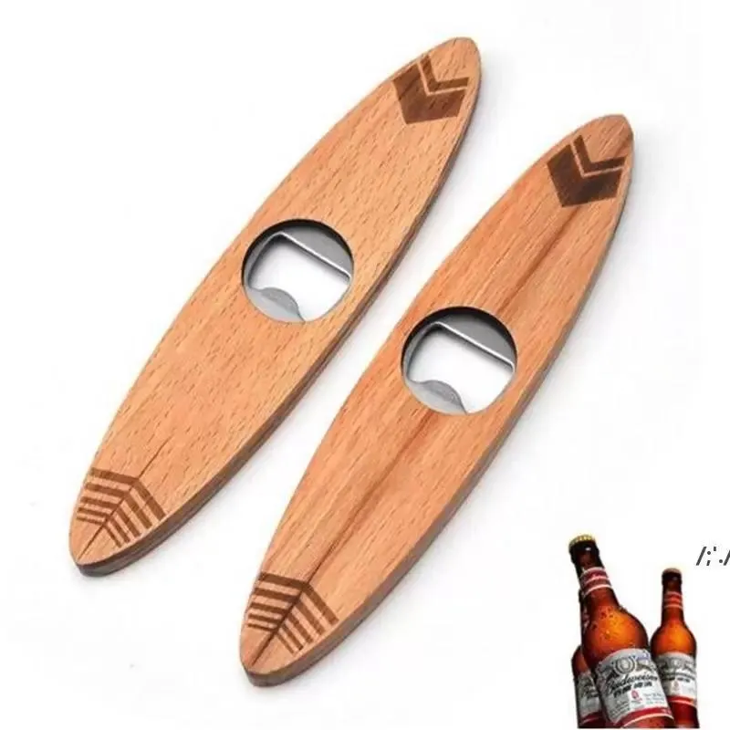 Creative Wood Handle Bottle Openers Bar Blade Beer Bottle Opener Vintage Wooden Handle Stainless Steel Bartender Bottle Opener