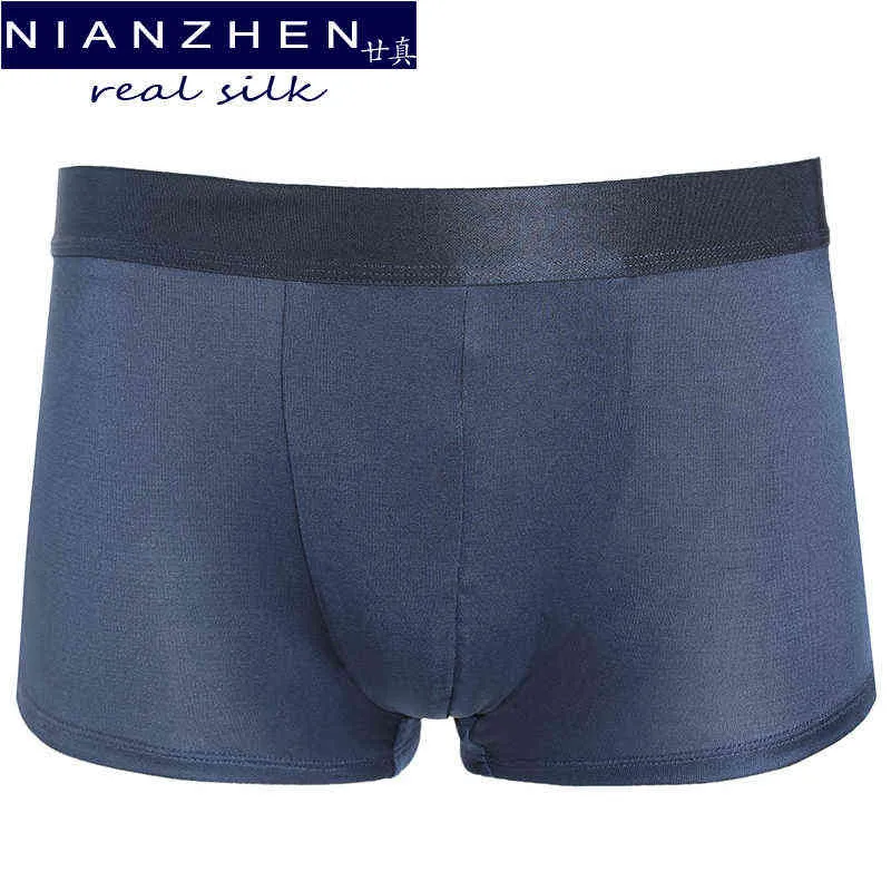 Nianzhen Real 100% Mulberry Silk Men slipjes Briefs Mid-Rise Underwear Mens 2022 Nieuwe gezonde lingerie 910210 T220816