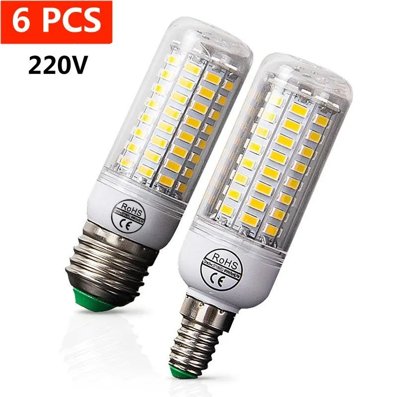 6 st LED LED-lampa E27 LED-lampor Lampor 220V LED / LAMP Varm vit Kallvit E14 för vardagsrum
