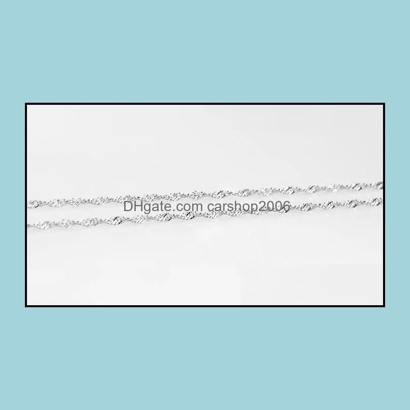 Silver Plated 1.3mm Water Wave Link Chain Of 18inch 45cm Chains Fit DIY pendant Necklaces For Women Men PL001