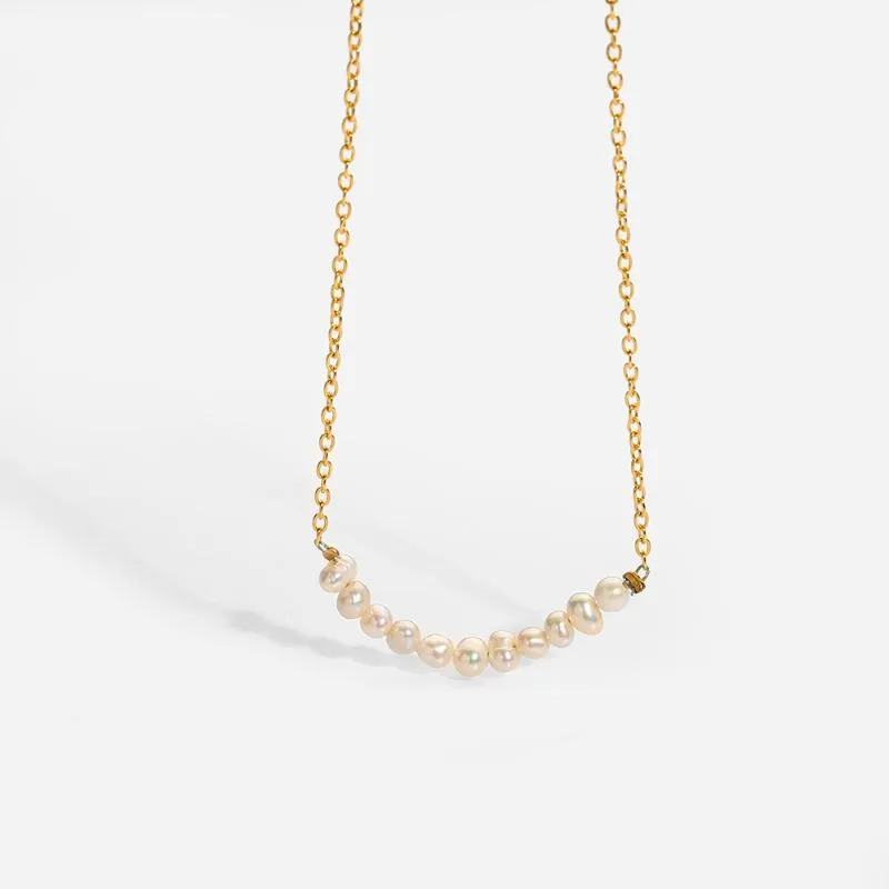 Anhänger-Halsketten Neuestes Design 18 Karat vergoldeter Edelstahl Perlenschmuck Überzug Süßwasser-Halskette für Frauen GirlPendant