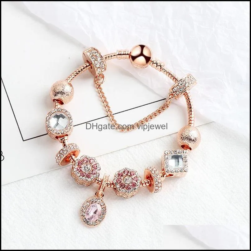 new shiny oval crystal bangle bracelets temperament rose gold women bracelets exquisite  charm bracelets