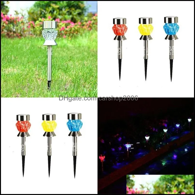 LED Lawn Solar Lamps Changing Colorful Lawn Lights Garden Decor Diamond Shape Lamp Glow Outdoor Courtyard Decoration Hot Sale 6 2ls G2
