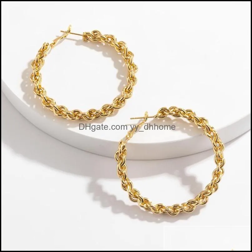 Vintage Big Hollow Round Hoop Earring For Women Girl Metal Gold Silver Color Geometric Hook Earrings Party Jewelry Brincos & Huggie