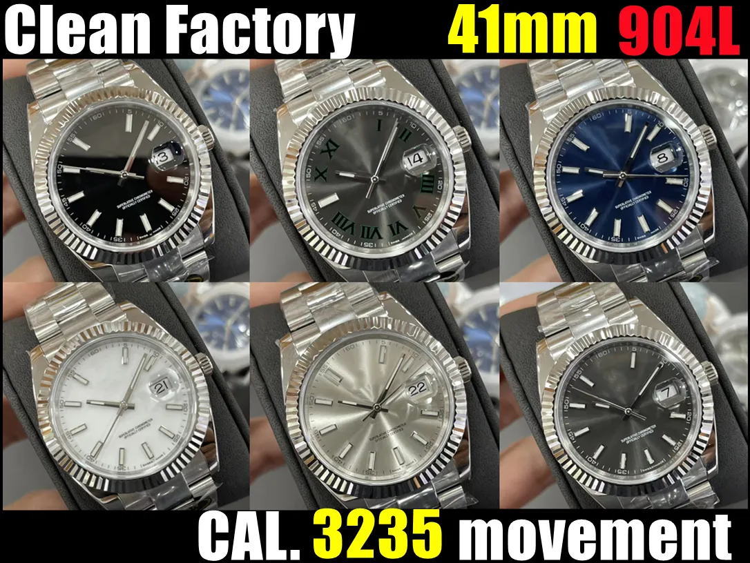 Clean Factory Watch Mens Watches 41mm Cal 3235 Mekaniska rörelser 904L AR Fine Steel Watch Bands Waterproof Glow-in-the-Dark