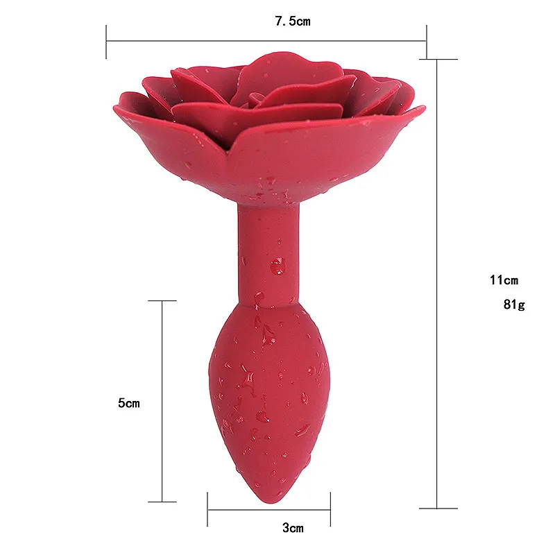 Giocattoli in silicone liscio, in acciaio, con fiore di rosa, dilatatore anale per donne/uomini, dildo anale per adulti._voghion.com