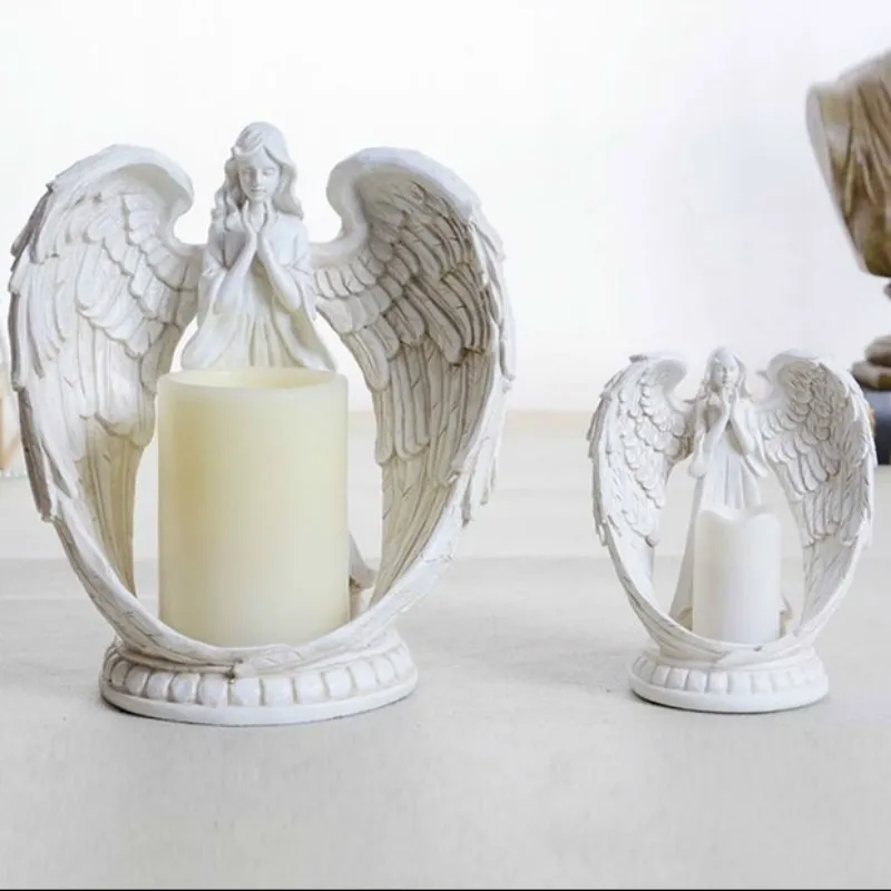 Vintage Candlestick Angel Candle Holders Retro Home Decor Ornament Room Wedding Decoration Elimelim Y200109