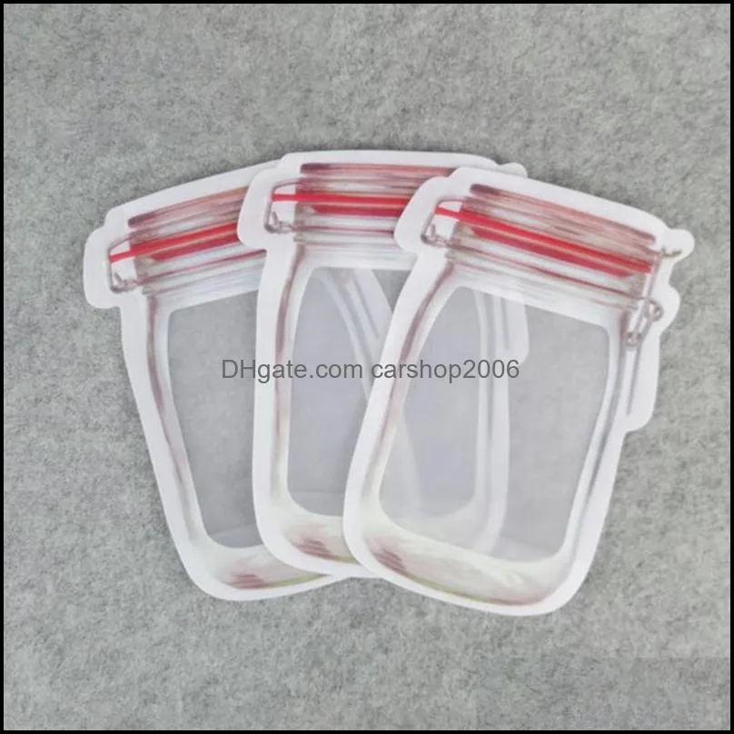 reusable food storage zipper bags mason jar shaped snacks airtight seal food saver leakproof bags kitchen organizer bags vt2196