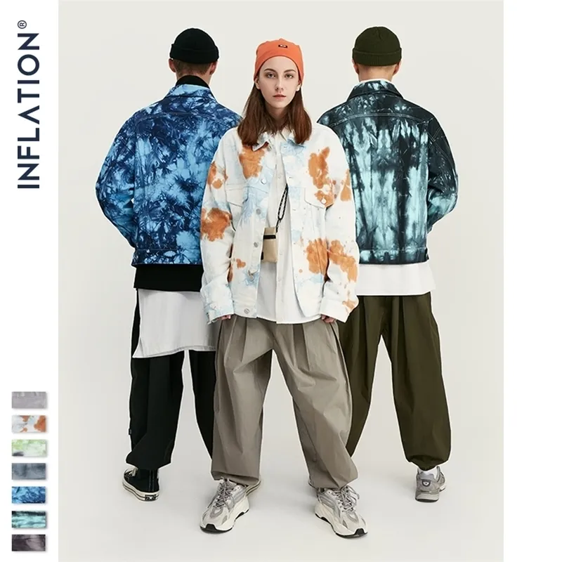 INFLATION Design Tie Dye Denim Veste Hommes FW Streetwear Oversize Jeans Veste Hommes Hip Hop 100% Coton Hommes Vêtements d'extérieur 9745W 201114