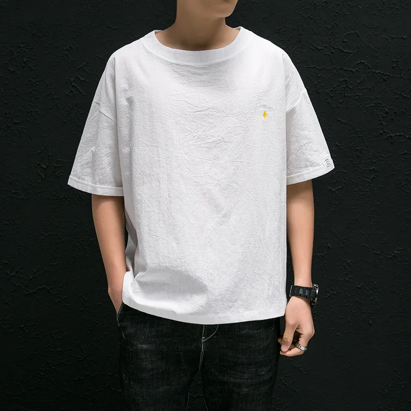 Letnia nowa moda prosta konstrukcja męska koszulka na co dzień ponadgabarytowych bawełnianych t-shirtów z krótkim rękawem mężczyźni O Neck hip-hopowe topy