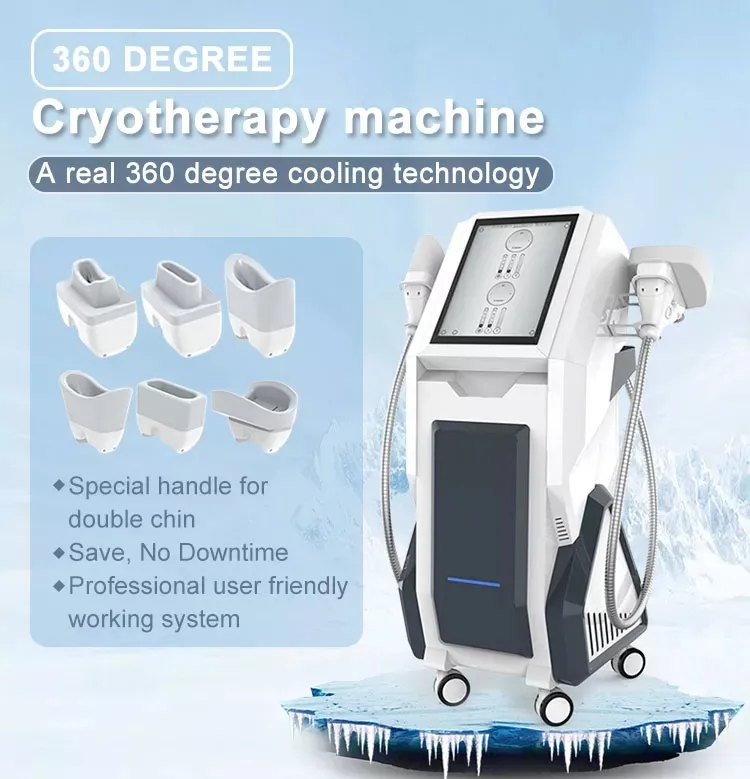 360 gradi 2 maniglie per scolpire la macchina dimagrante Rimozione del doppio mento Congelamento del grasso Cool Body System cryo freeze Scuplting Beauty Equipment