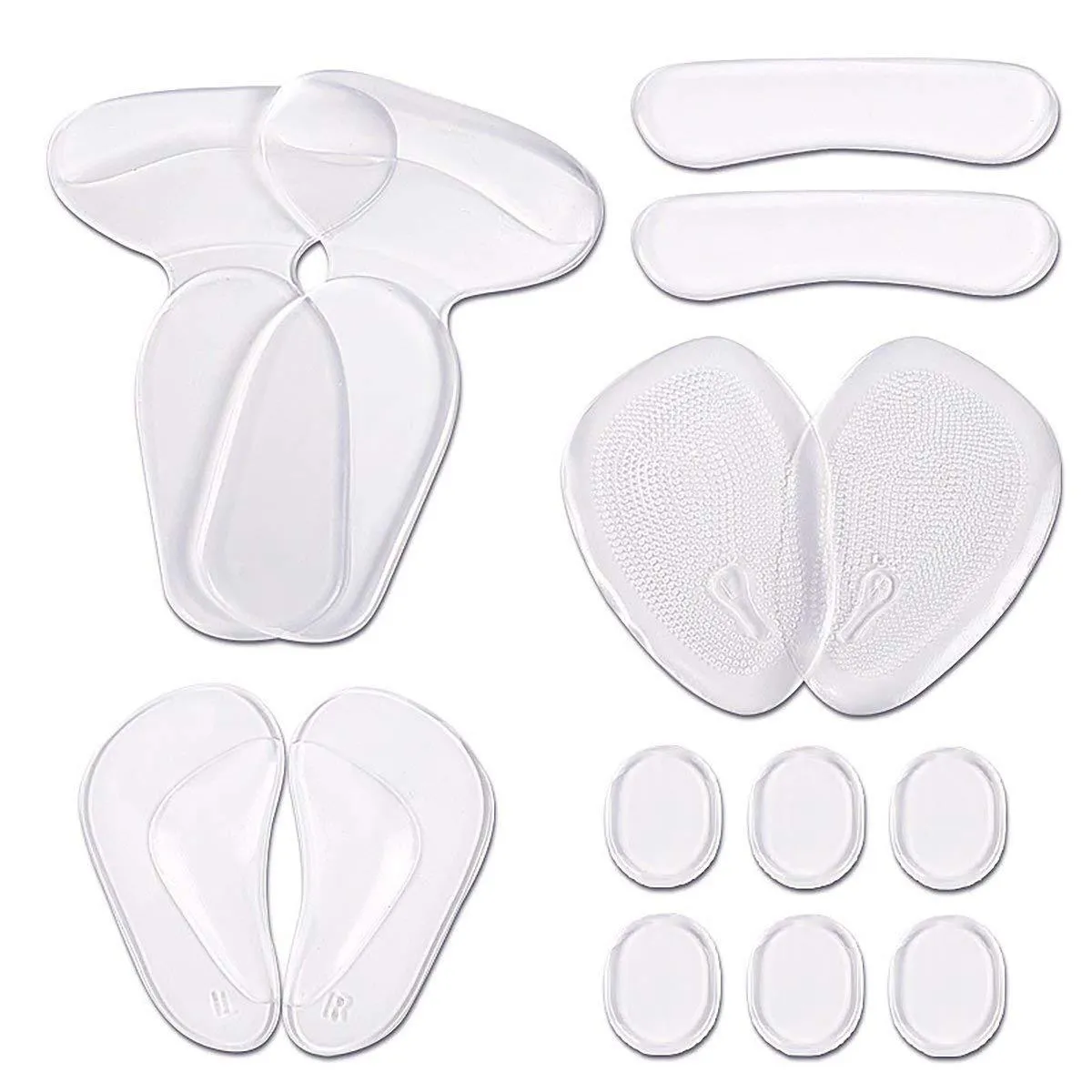 Fersenaufkleber, 14 Stück/Set, Fußbehandlungspad, Silikon, halbe Einlegesohle, transparente Massage