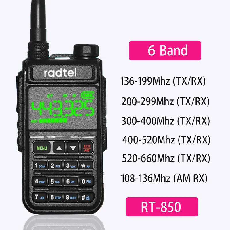 Radtel RT 850 6 Band Amateur Ham Radio bidirezionale 128CH Walkie Talkie Air Full 108 660MHz Scanner Marine 220729