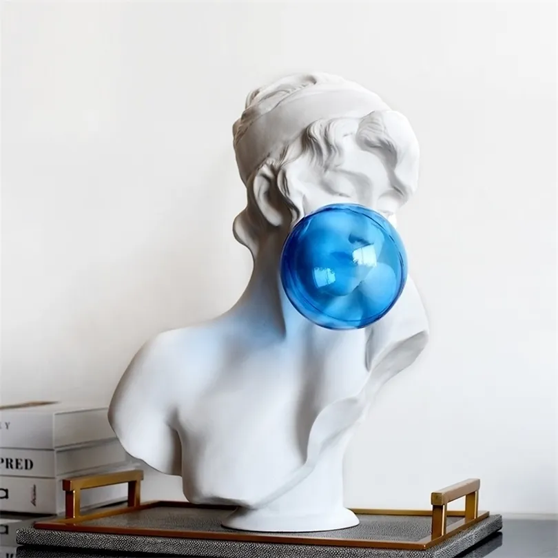 Rzymska mitologia Creative Blue Bubble Girl Figure Art Sculpture Goddess Statue Rzemiosła Prosta dekoracja domu R4249 T200619