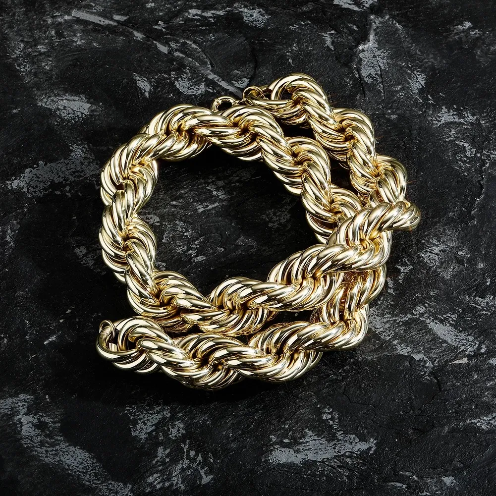 Mens Hip Hop Jewelry Big Chunky Rope Chain Gold Rope Necklace In Gold Stainless Steel 30MM Length Perfect Party Gift From Fashion12358 41.62 DHgate.Com