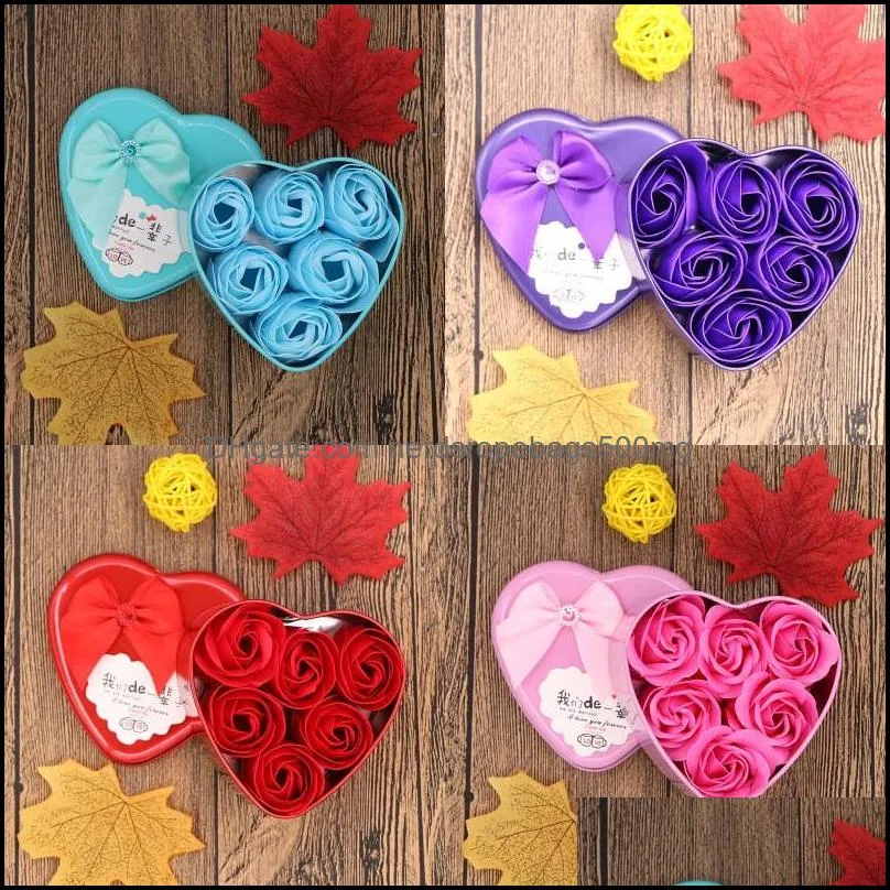 Fashion Soap Flowers Practical Rose Love Heart Shaped Box Woman Man Soap Flower Valentine`s Day Present 2 68ad K2