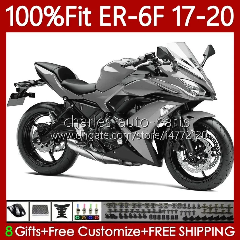 Carenature OEM per KAWASAKI NINJA 650R ER6 F ER 6F 650 R ER-6F ER6F 17 18 19 20 Carrozzeria 137No.39 ER6-F 2017 2018 2019 2020 650-R Grigio chiaro 2017-2020 Kit corpo stampo ad iniezione