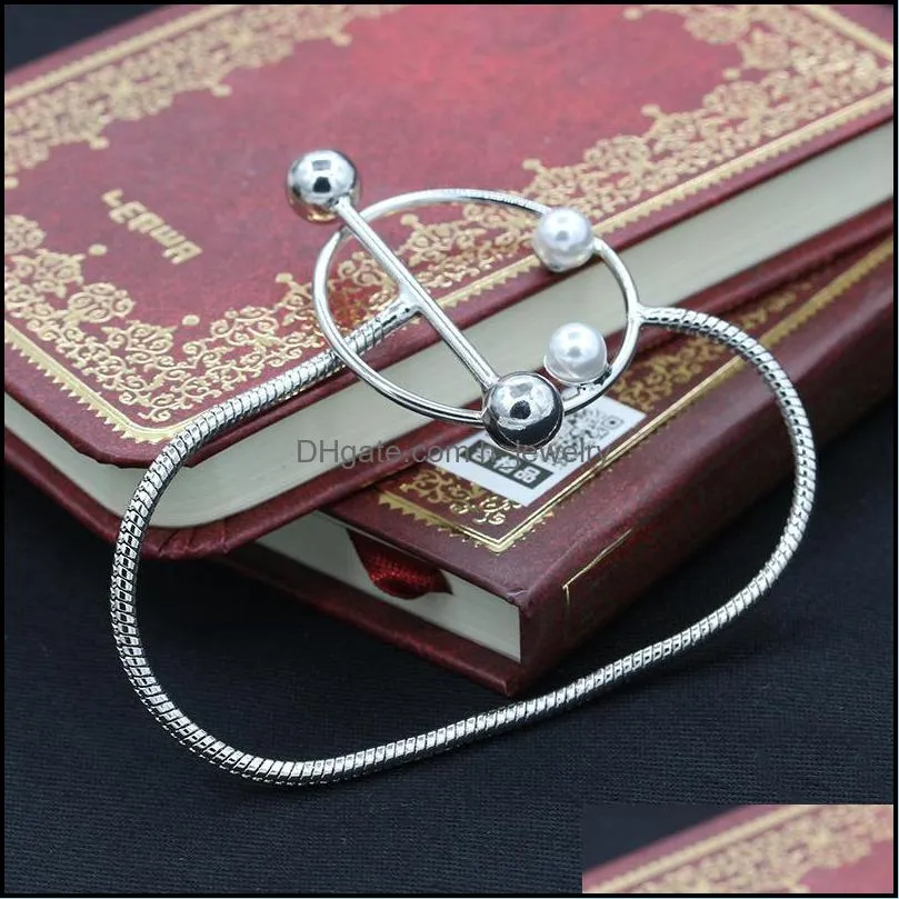bracelets bangles beautifully korean geometric design sense simulated pearl silver infinity charm bracelets hjewelry