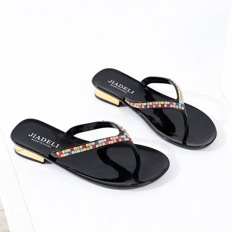 Verano playa zapato zapatilla moda mujer zapatillas chanclas con diamantes de imitación sandalias de mujer zapatos casuales y9s8 #