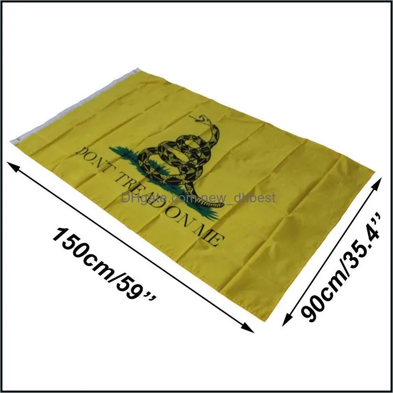 Yellow Rattle Snake Banner Polyester Flags Dont Tread On Me Flag Brass Grommets Party Decoration Customization 3x5 FT TH0009