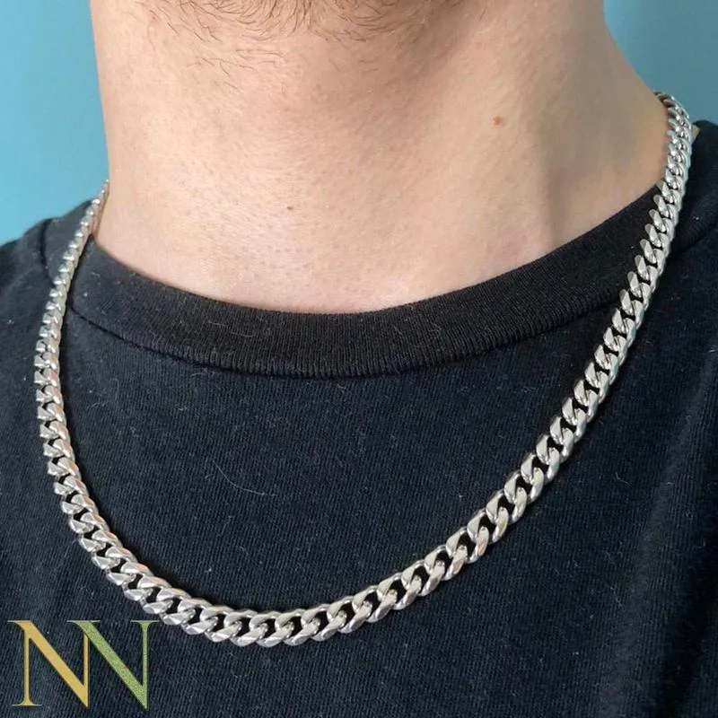 Collier à maillons cubains en acier inoxydable pour hommes et femmes, chaîne à maillons épais sans ternissement, 16 18 20 22 24_voghion.com