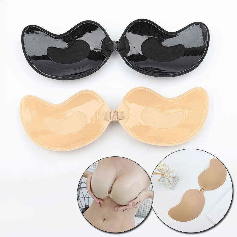 5pc wiederverwendbare Silikon Büste Nippelabdeckung Pasteten Aufkleber Frauen Brust Selbstklebstoff unsichtbarer BH -Auftrieb Tape Push Up trägerloser Bra Y220725