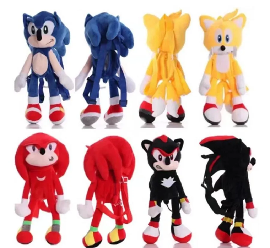 46cm Sonic Plush Backpack Toys Soft Bichos de pelúcia de boneca de hedgehog Figura Sacos escolares para crianças Toys Presentes de Natal JGJFGJFGJ