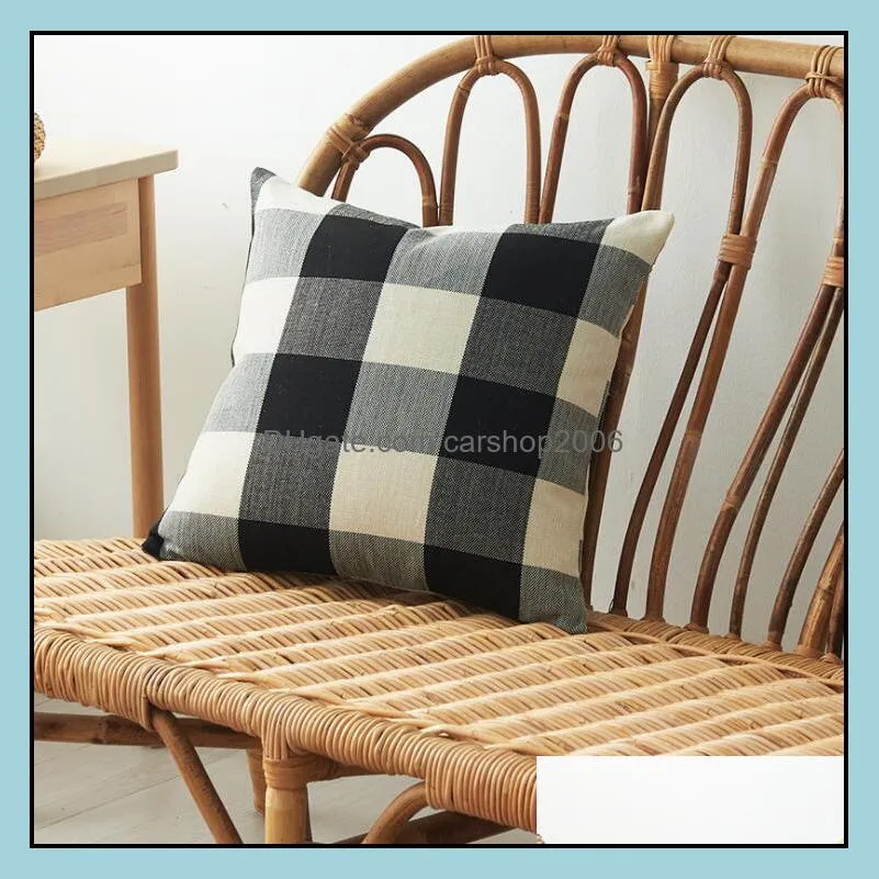 plaid hold pillow case fashion striped pillow case candy color cotton pillowcases fashion sitting room sofa decoration wy269-5q