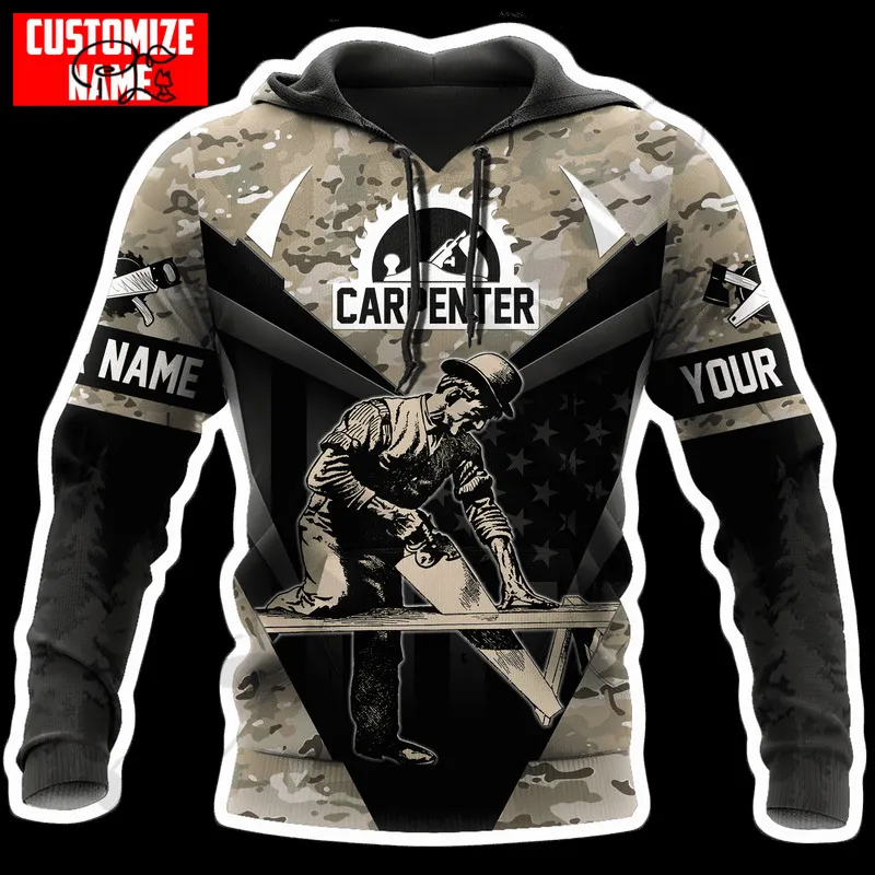 PLstar Cosmos 3DPrinted est Carpenter Camo Nom personnalisé Unique Drôle Hrajuku Streetwear Unisexe Casual Hoodies Zip Sweat 3 220713